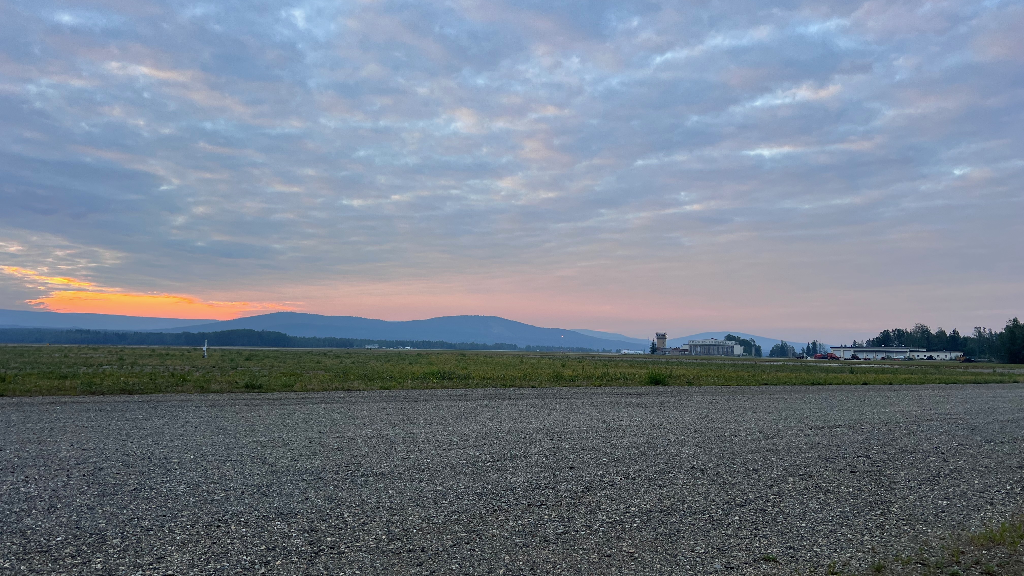 Dawn on the ramp after camping at Watson Lake