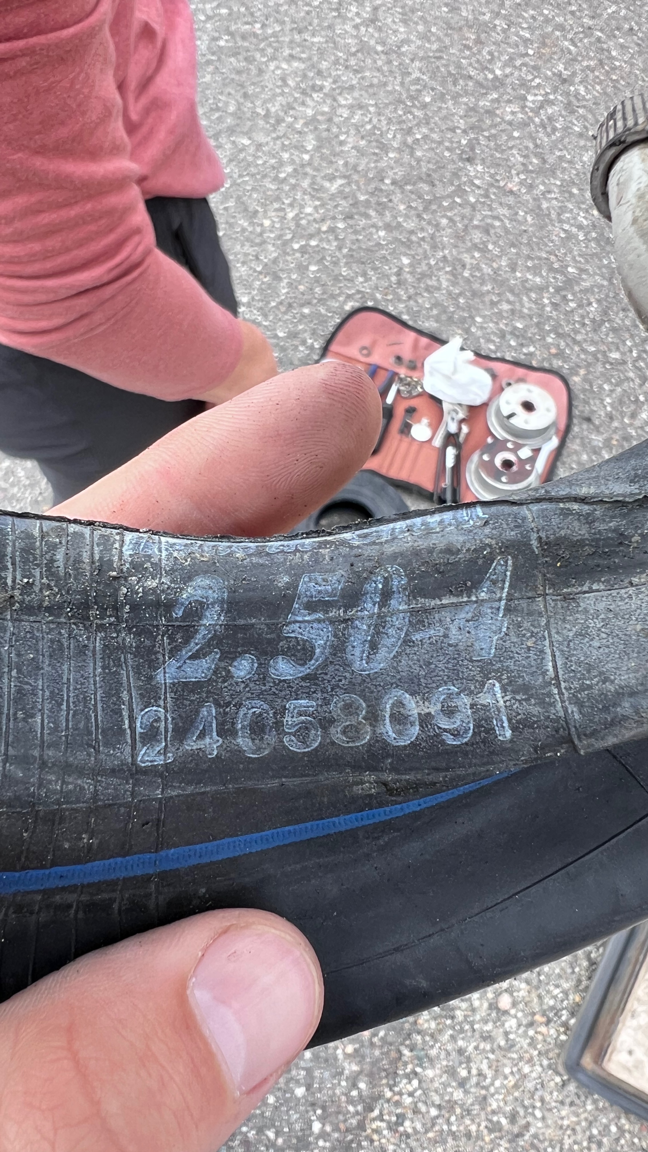 The 2.50-4 tailwheel tube we patched